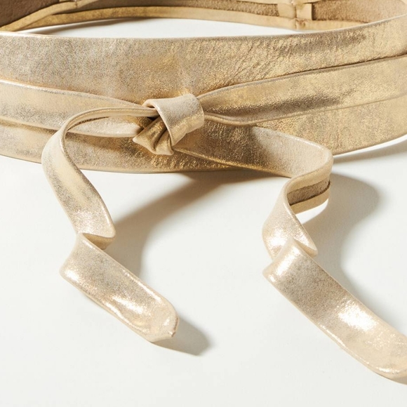 Anthropologie Accessories - Anthropologie glam gold metallic leather wrap belt